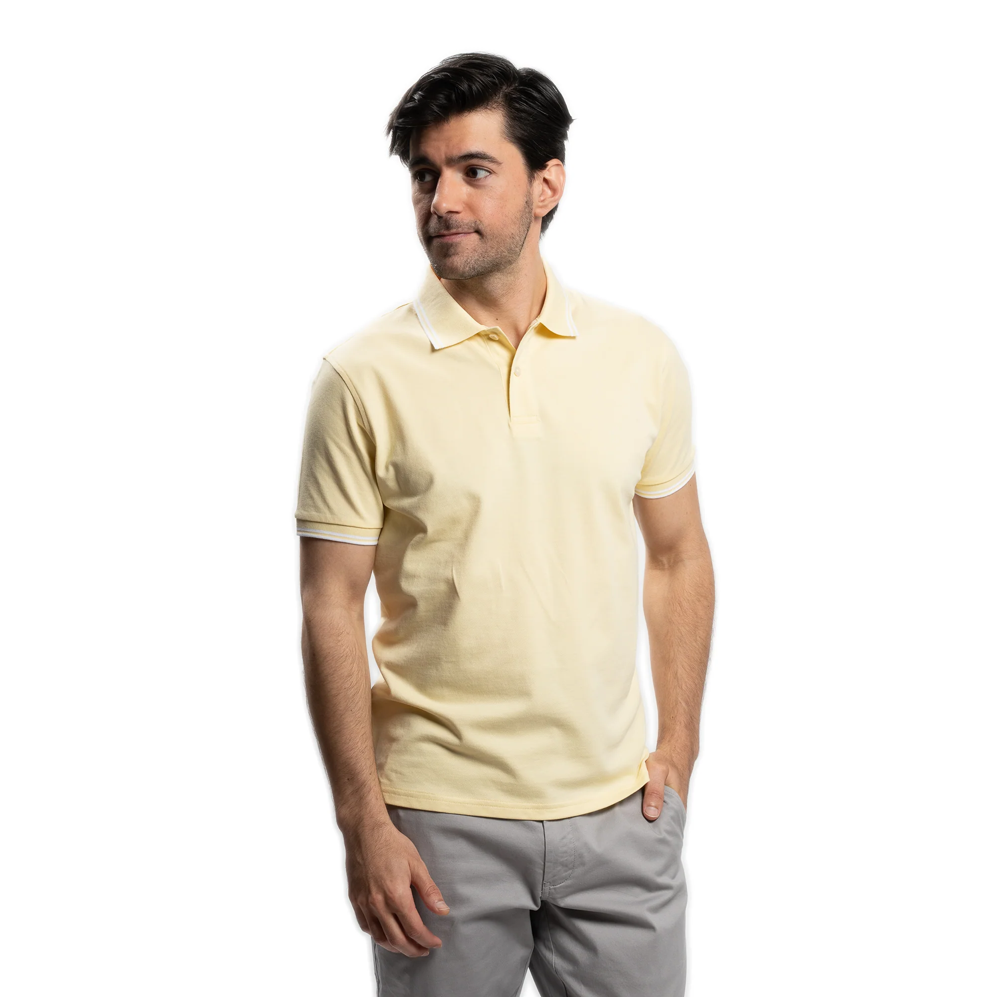 Classic Polo Shirt - Pale Yellow Tipped - Image 2