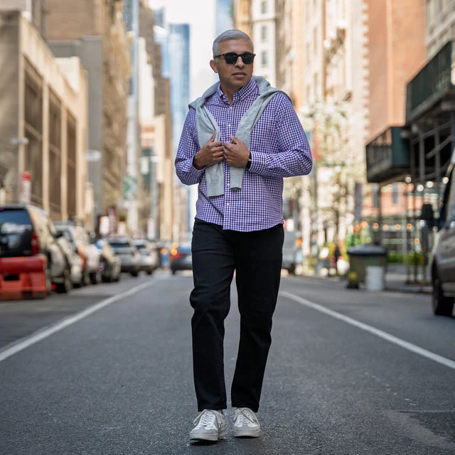 Everyday Stretch Oxford Standard Fit - Purple Gingham - Image 3