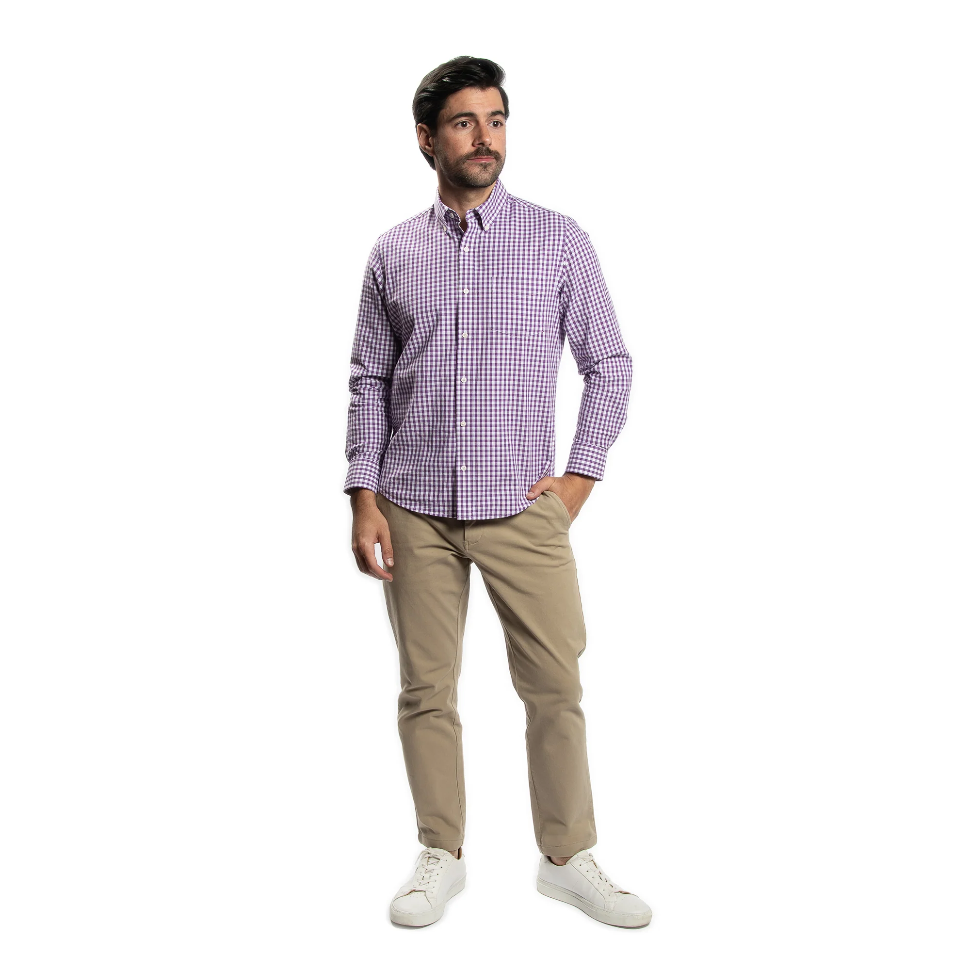 Everyday Stretch Oxford Standard Fit - Purple Gingham - Image 6