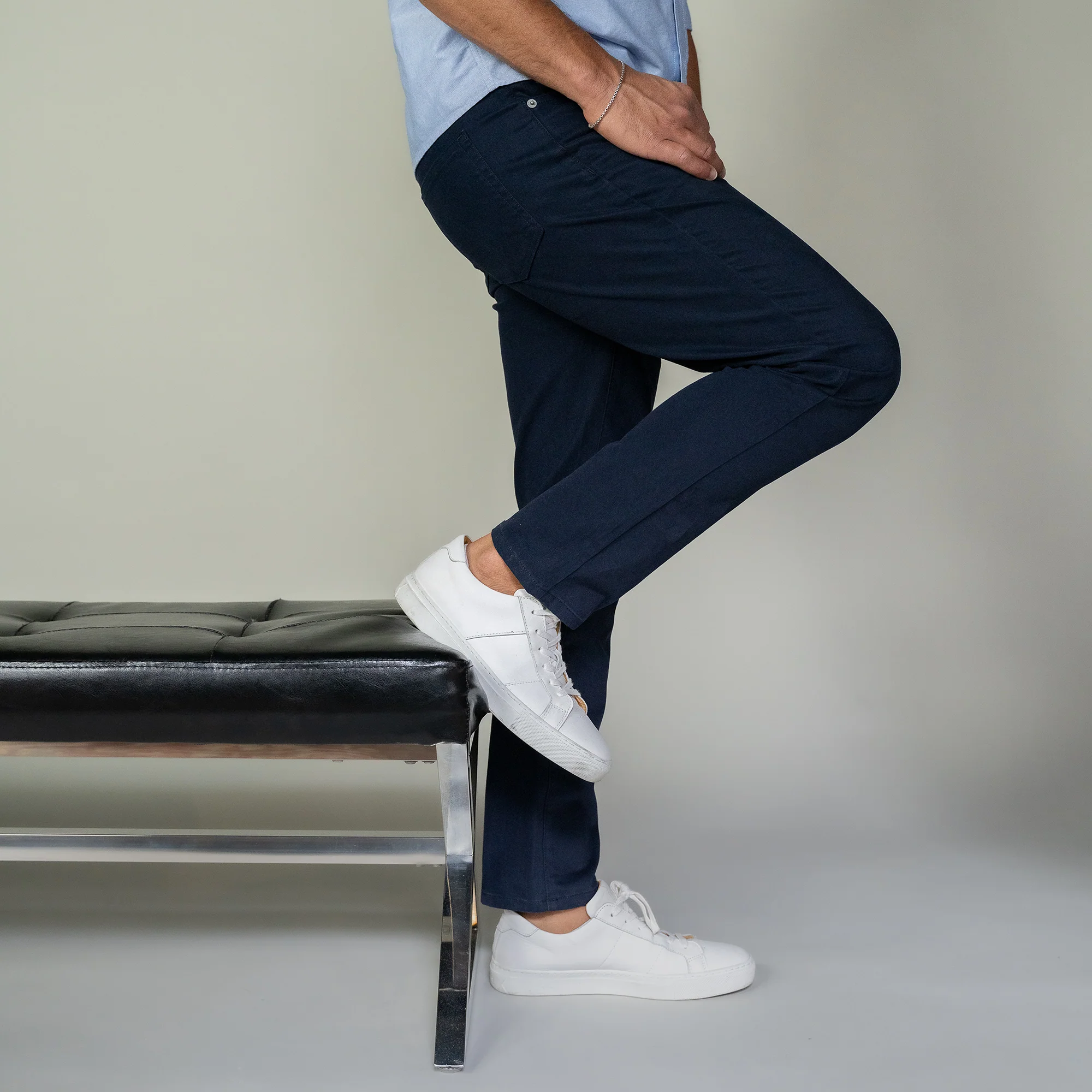 Italian 5-Pocket Pants - Navy - Image 2