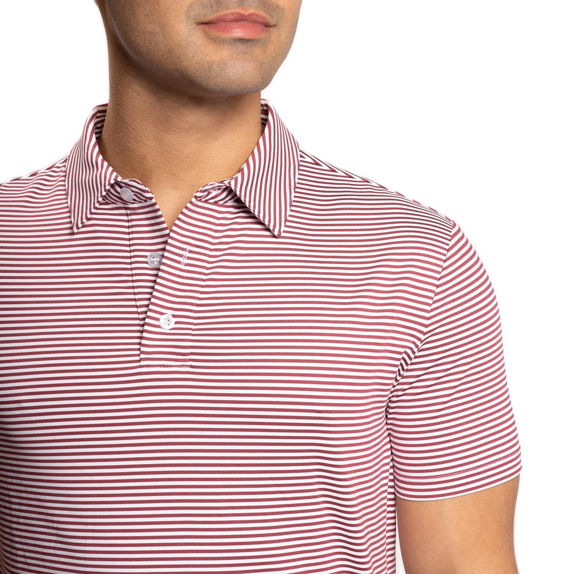 Tech Polos - Burgundy Stripe - Image 2