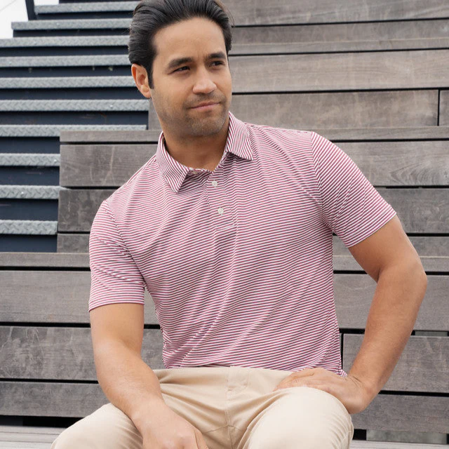 Tech Polos - Burgundy Stripe - Image 4