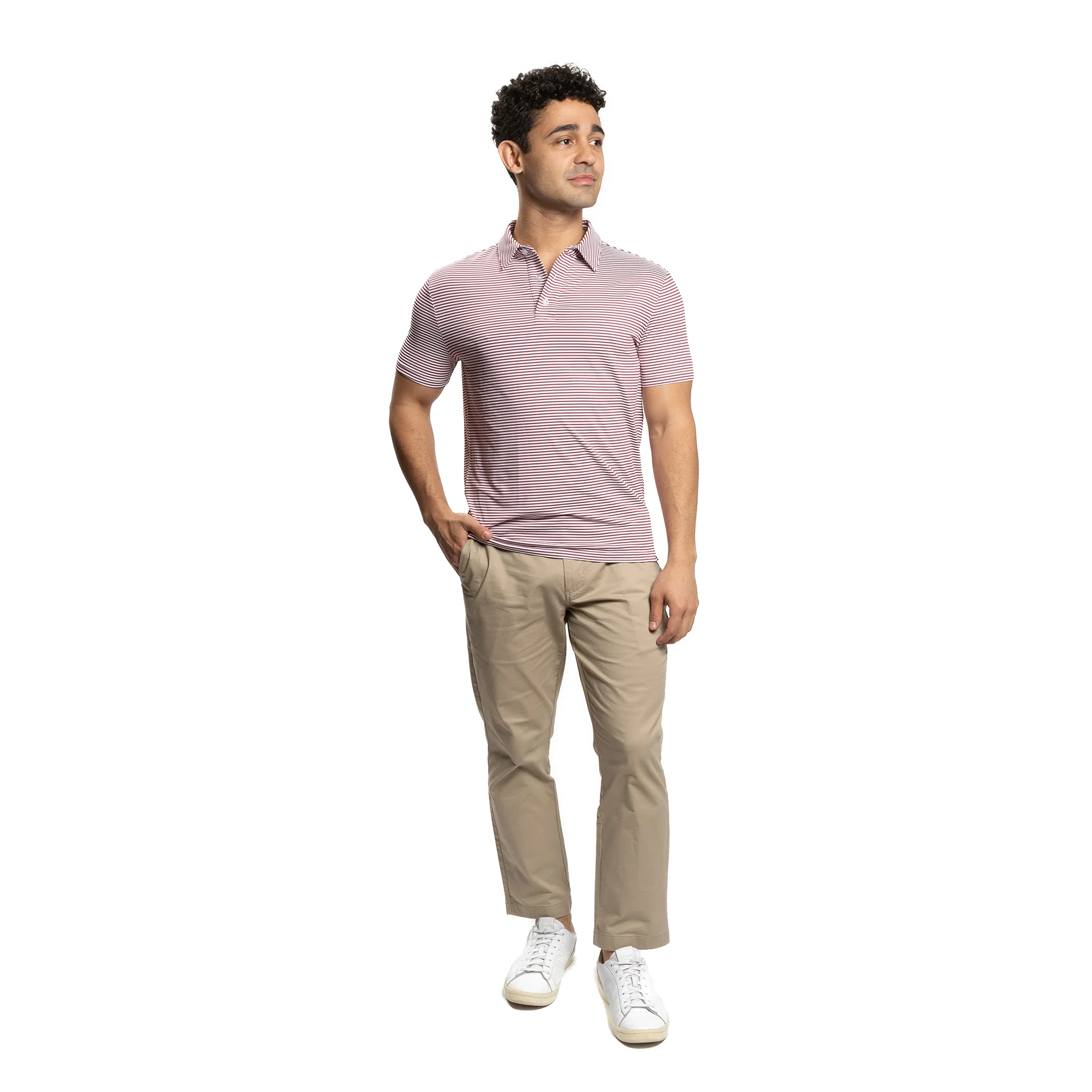 Tech Polos - Burgundy Stripe - Image 5