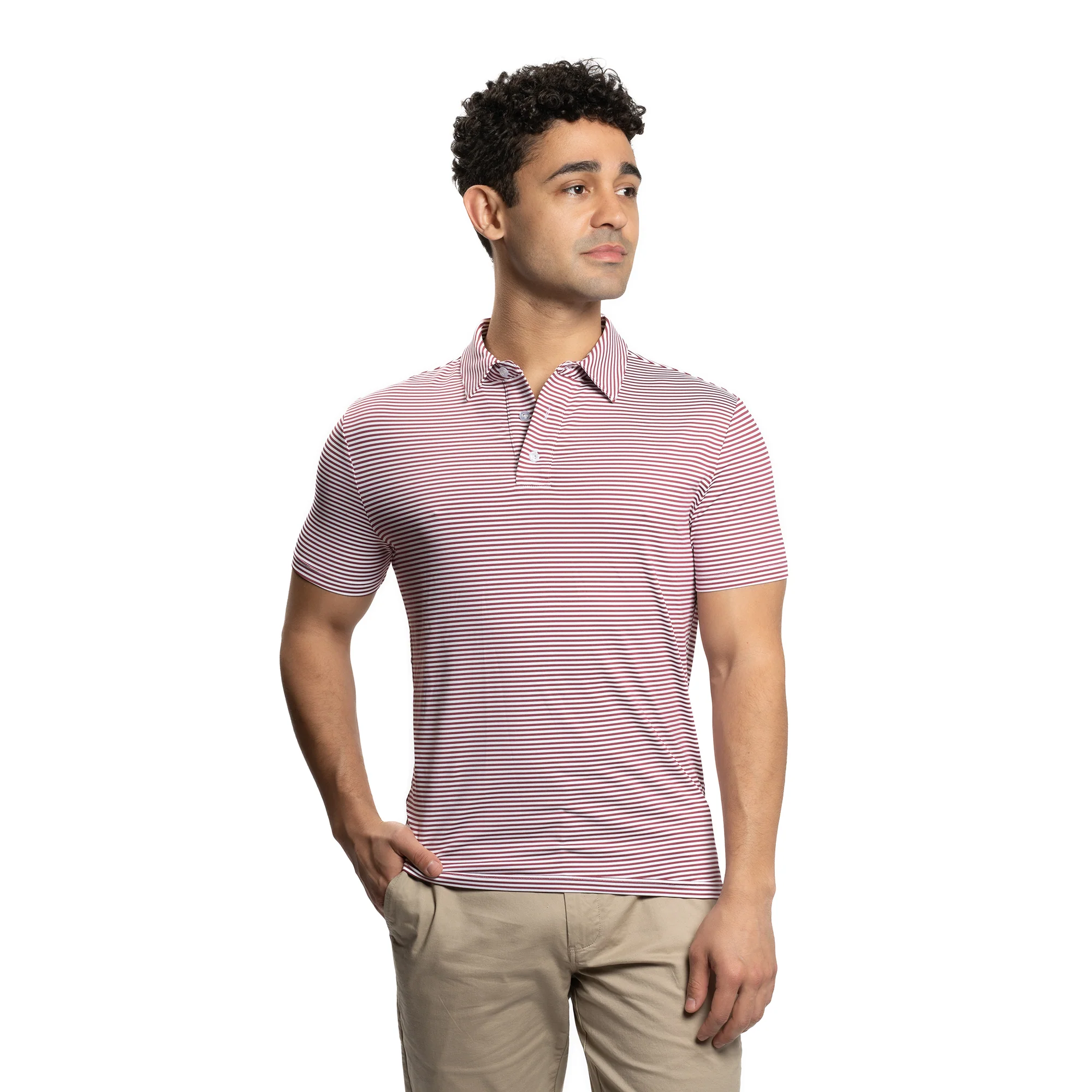 Tech Polos - Burgundy Stripe - Image 6