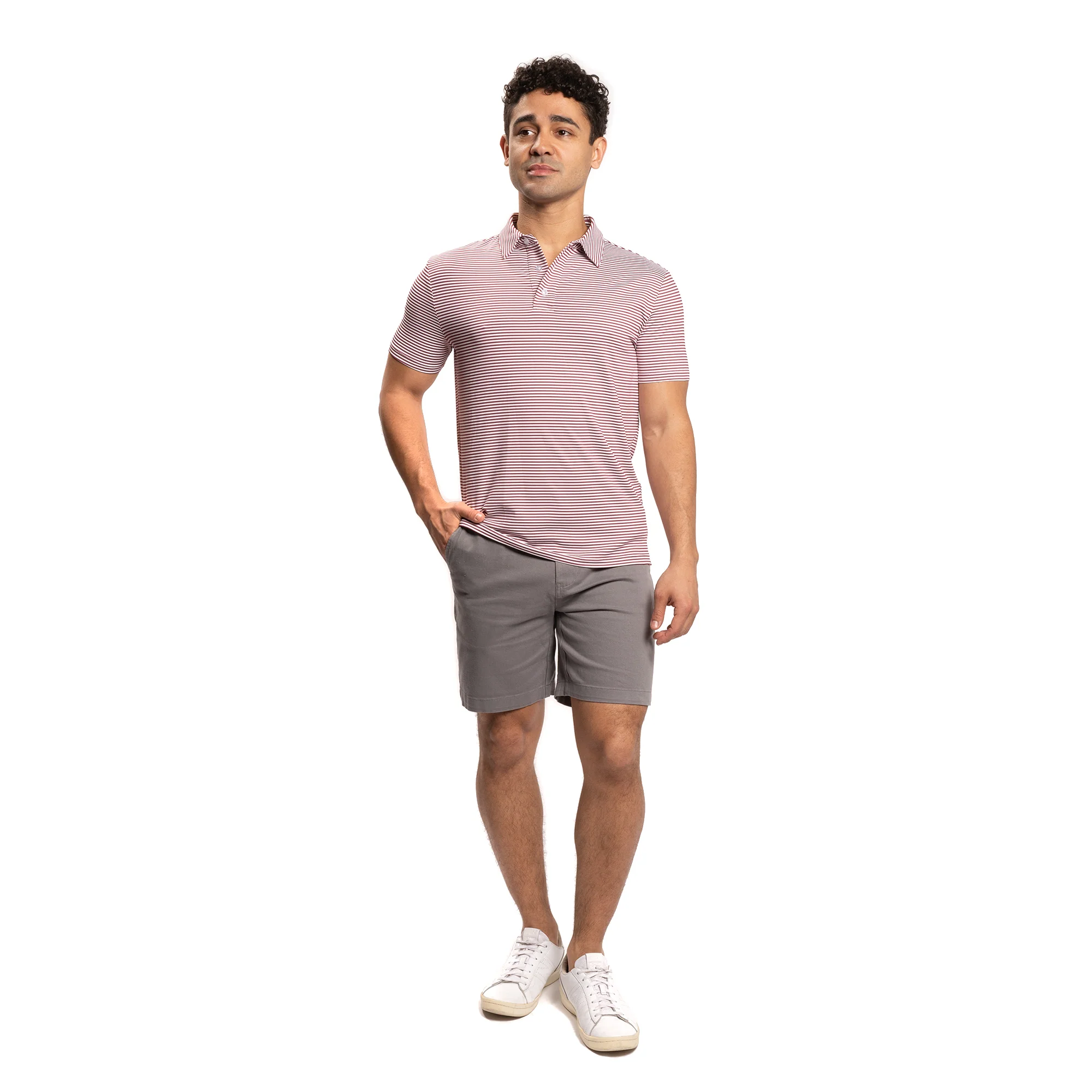 Tech Polos - Burgundy Stripe - Image 7
