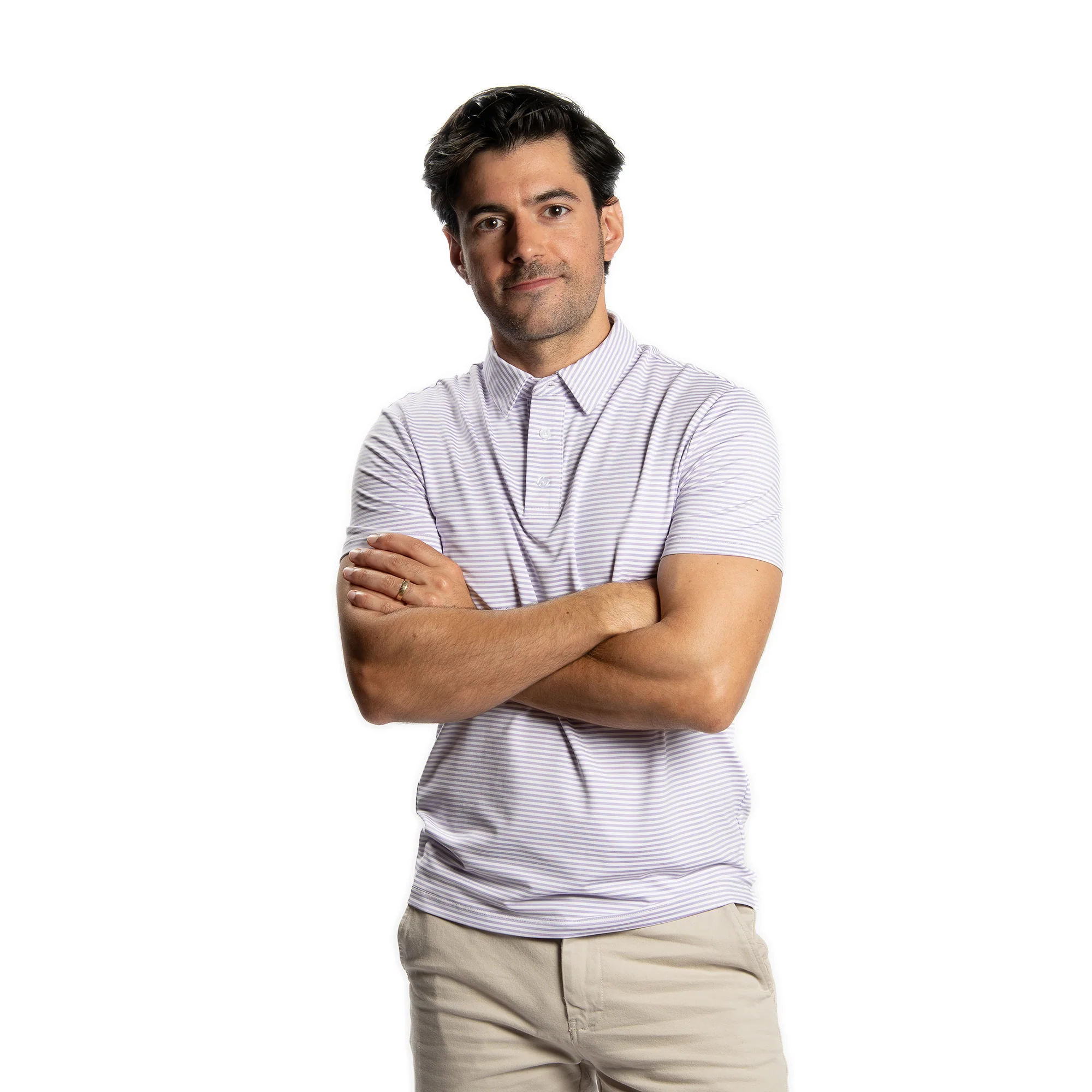 Tech Polos - Purple Stripe