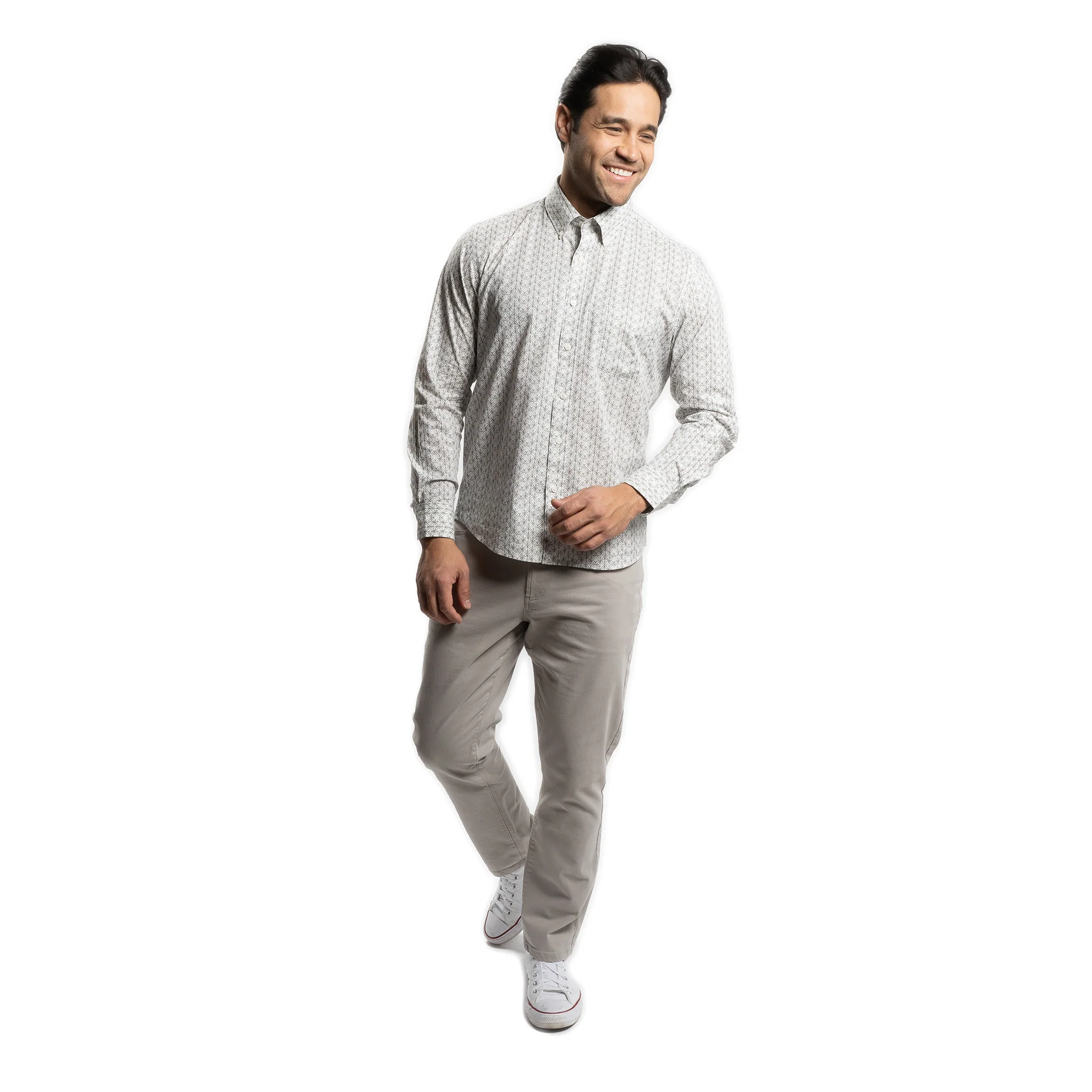 Weekend Printed Shirt - White Black Geometric - Image 4